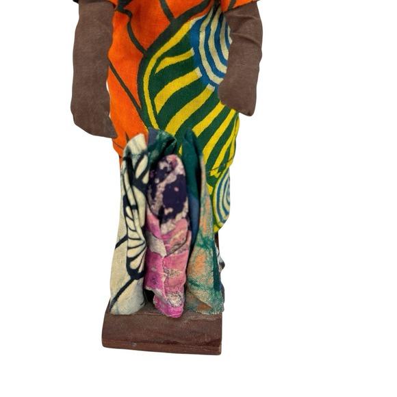 VTG African Woman‎ Figurine w/ Baby Handcrafted Wood & Fabric Folk Art Doll 8" - Picture 3 of 9